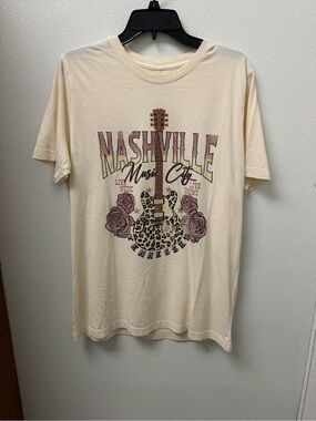 Alexis Cream Graphic Logo Tee with Gray Print
